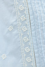 Edina Dress in Mira Embroidery Powder Blue