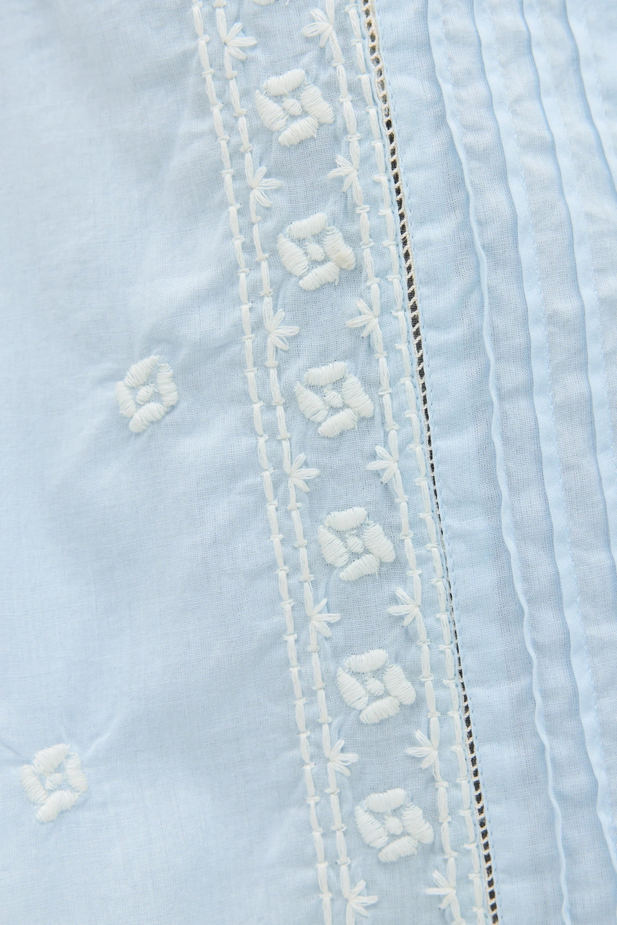 Edina Dress in Mira Embroidery Powder Blue