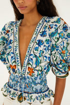 Flora Tile Blouse in Off-White