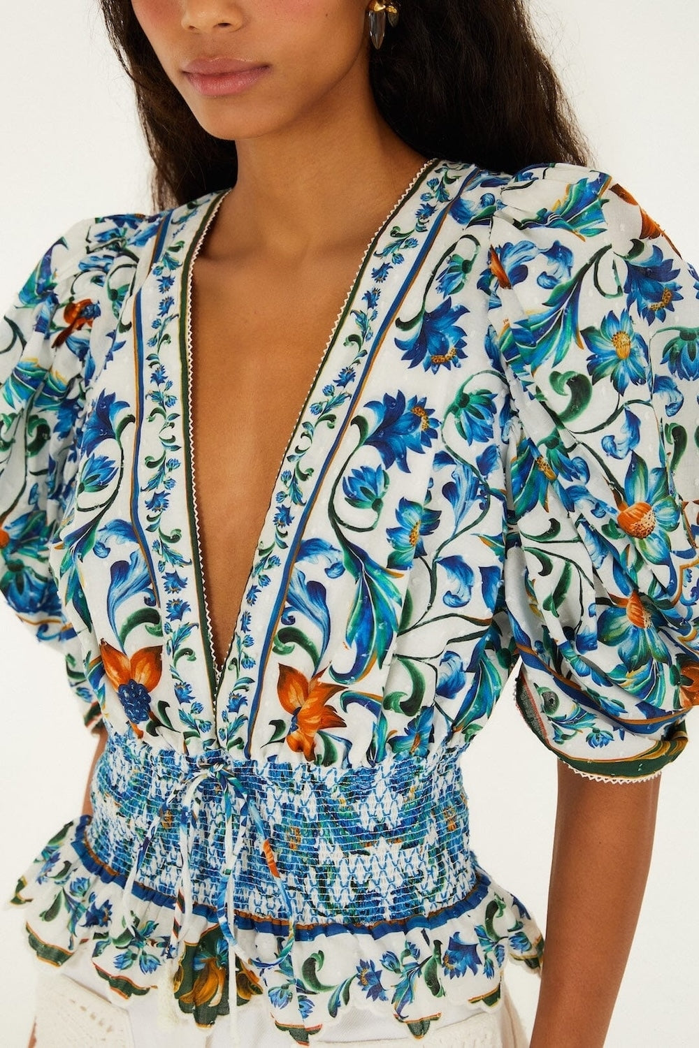 Flora Tile Blouse in Off-White