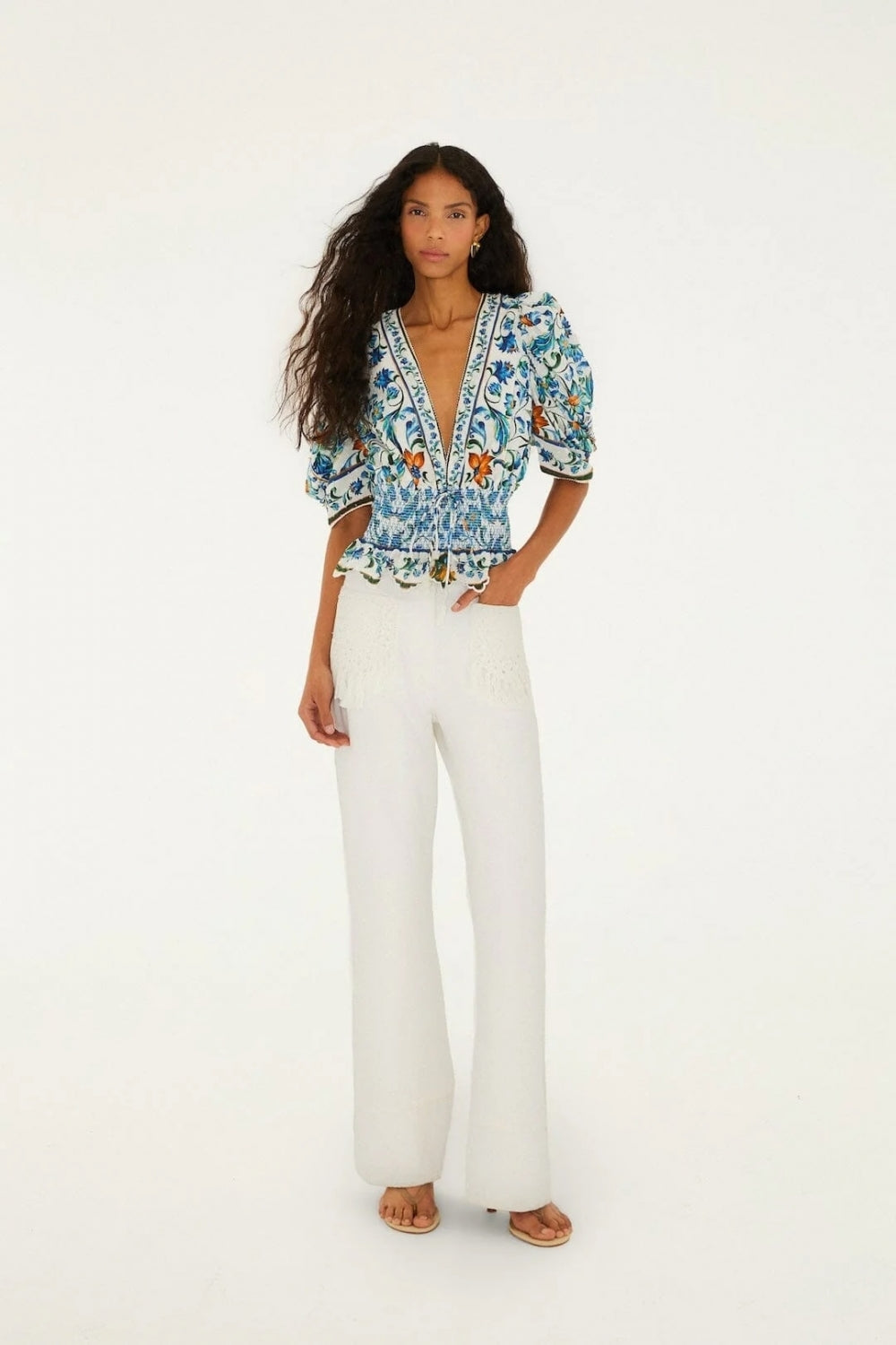 Flora Tile Blouse in Off-White