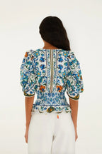 Flora Tile Blouse in Off-White