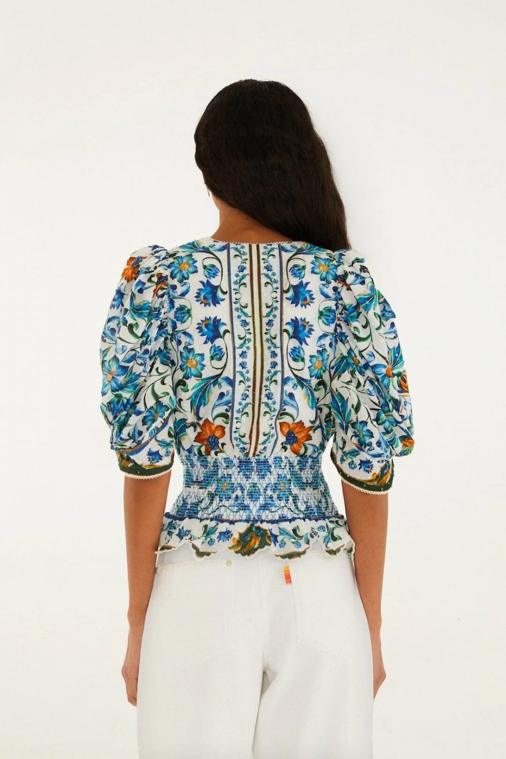 Flora Tile Blouse in Off-White