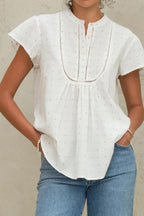 Rita Woven Short Sleeve Top in Ecru