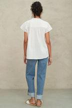 Rita Woven Short Sleeve Top in Ecru