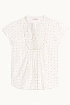 Rita Woven Short Sleeve Top in Ecru
