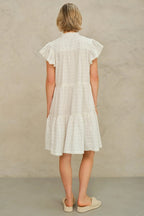 Rita Woven Frill Sun Dress in Ecru