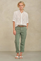 Frani Embroidered Short Sleeve Top in White