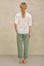 Frani Embroidered Short Sleeve Top in White
