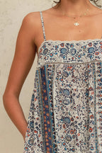 Cass Print Maxi Sun Dress in Indigo / Rust