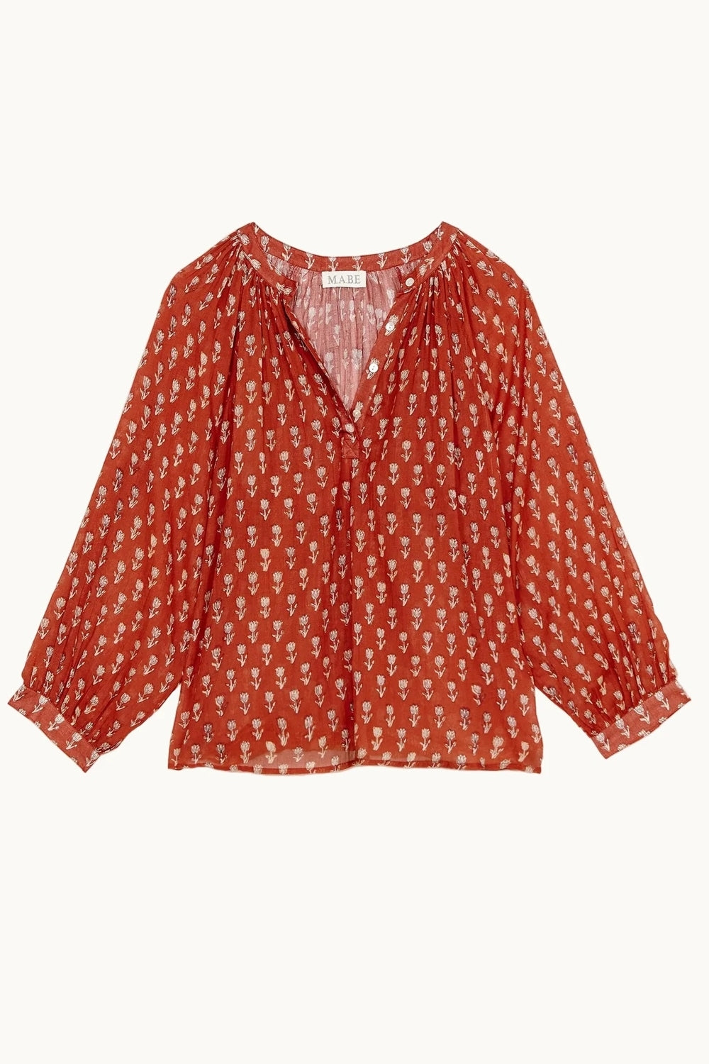 Ari Print Long Sleeve Top in Rust