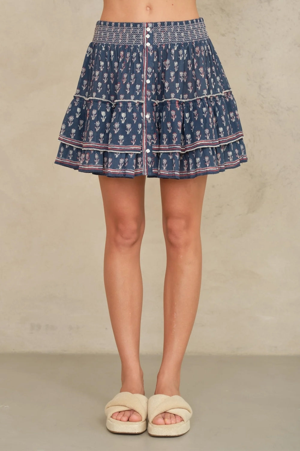 Ari Print Mini Skirt in Indigo