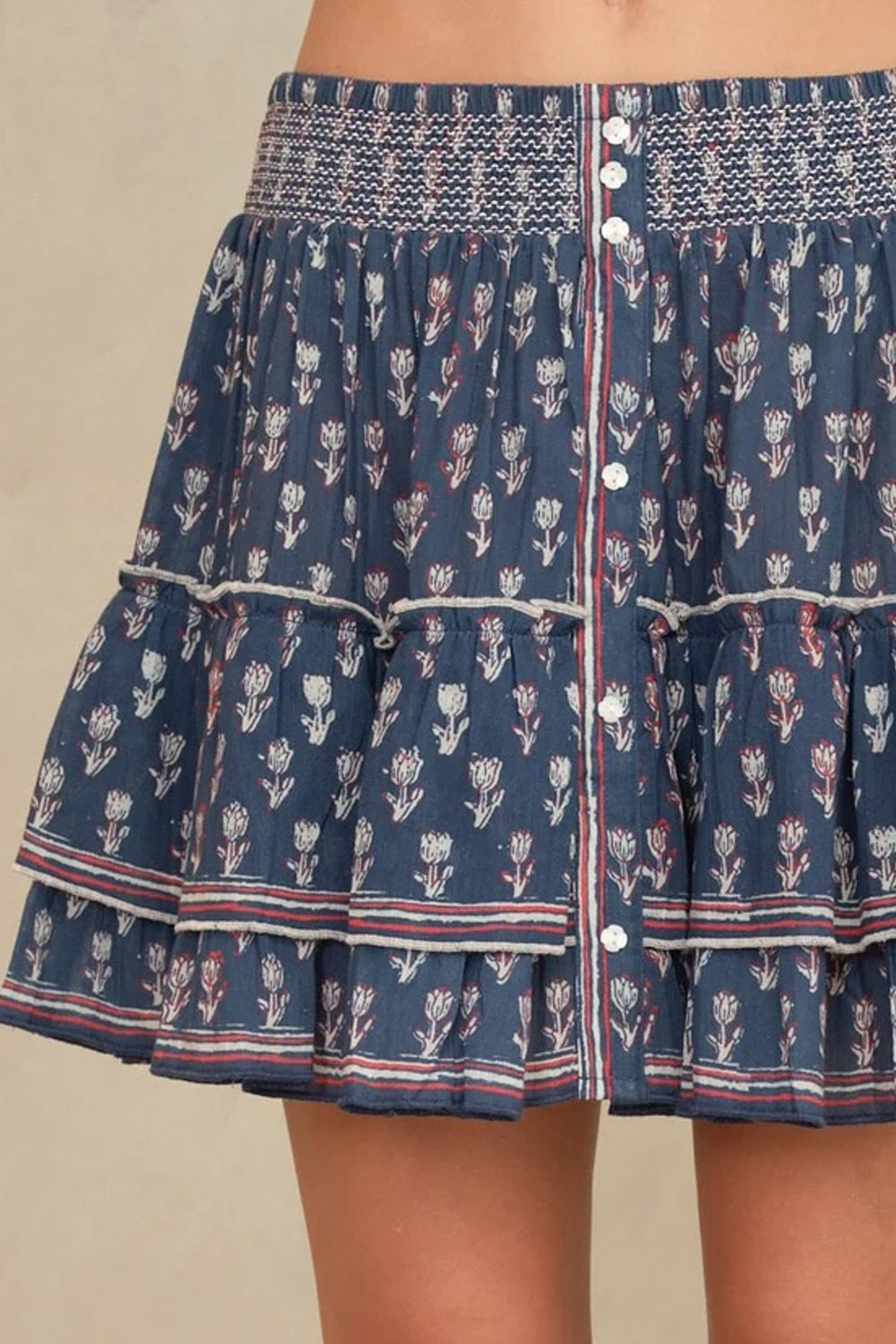 Ari Print Mini Skirt in Indigo