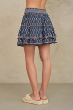 Ari Print Mini Skirt in Indigo