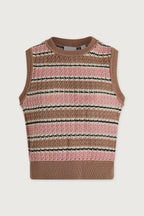 Deeley Stripe Stitch Tank in Warm Taupe/Mellow Rose
