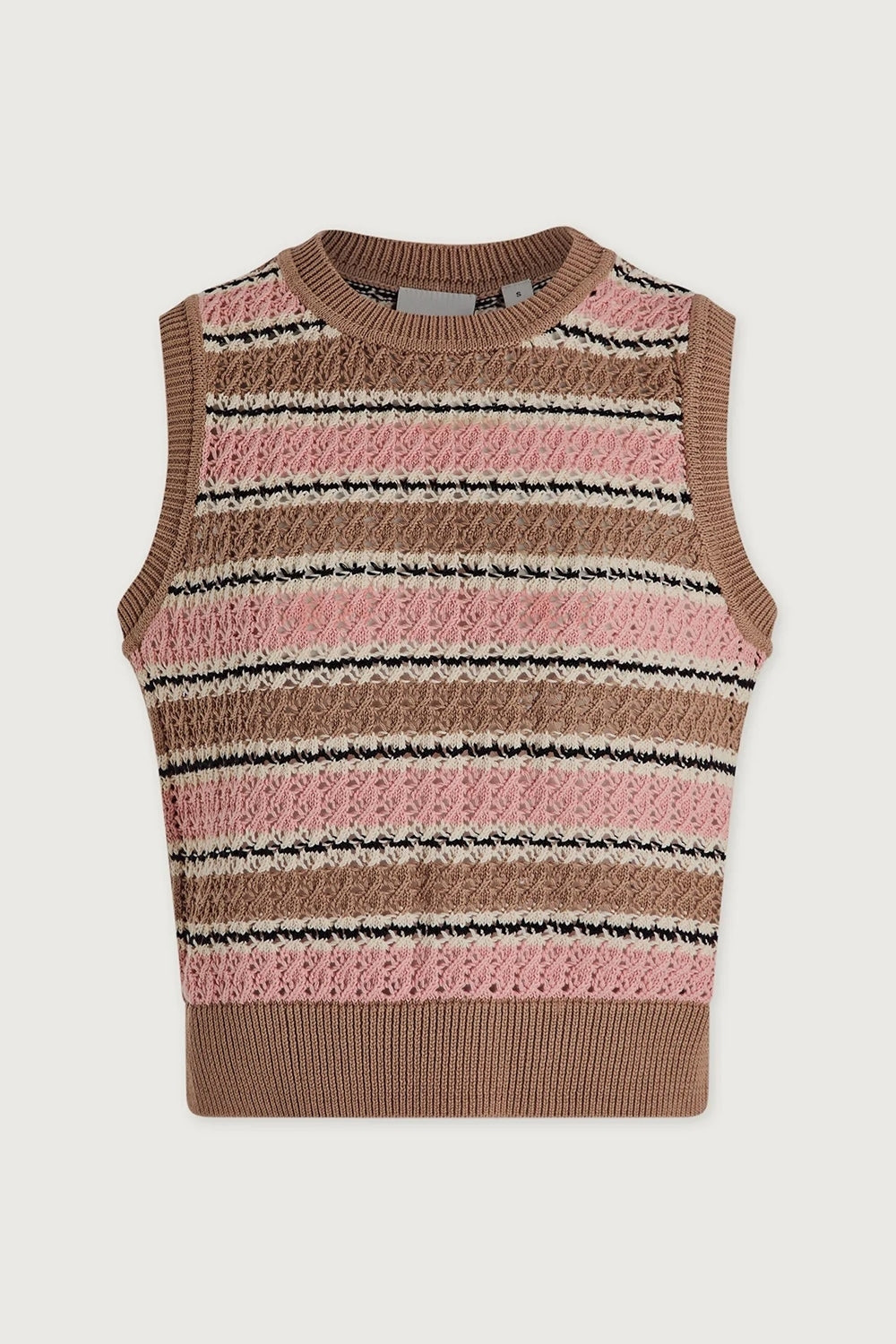 Deeley Stripe Stitch Tank in Warm Taupe/Mellow Rose