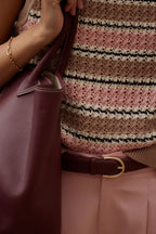 Deeley Stripe Stitch Tank in Warm Taupe/Mellow Rose