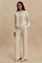 Reena Button Front Sweat in Pristine