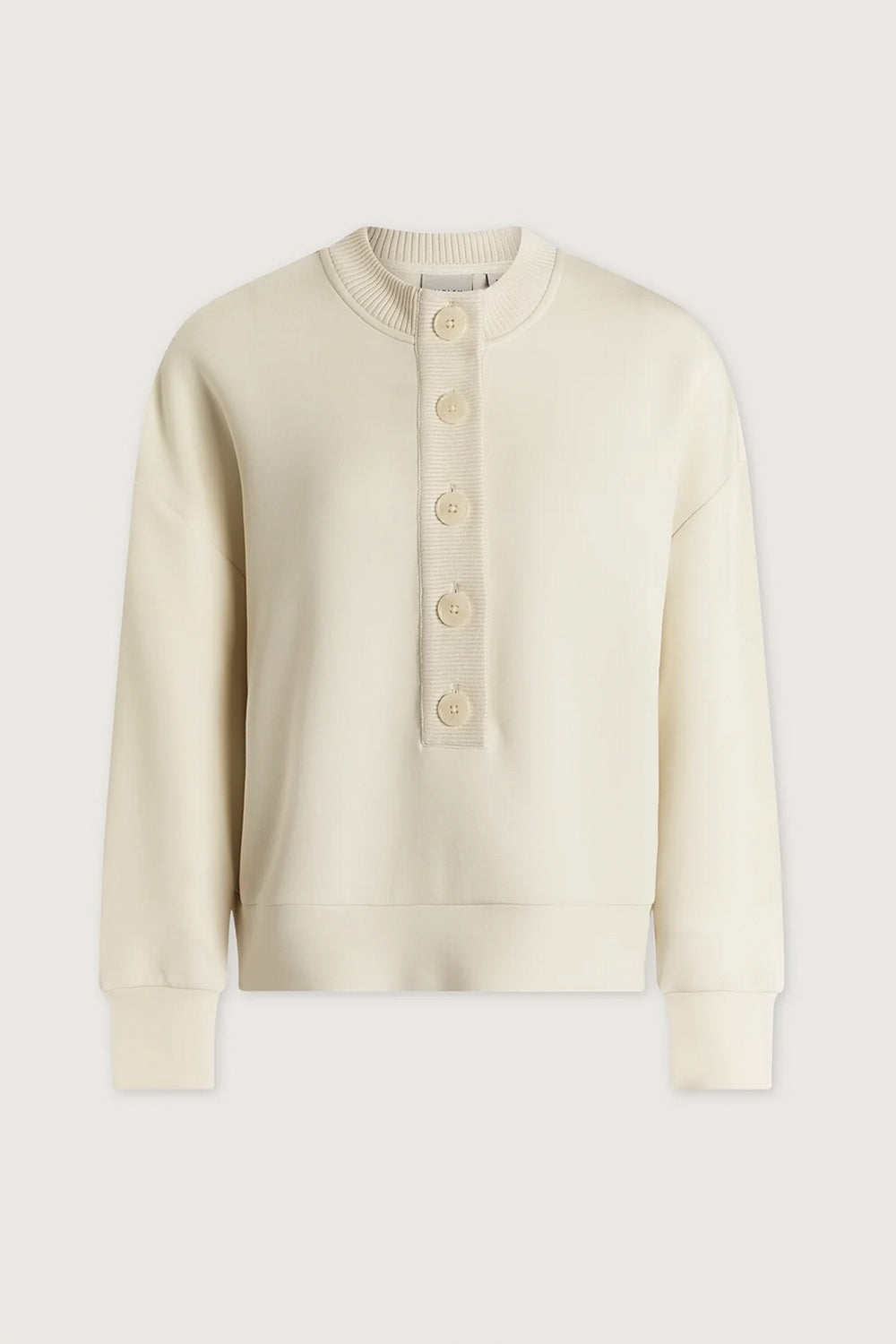 Reena Button Front Sweat in Pristine
