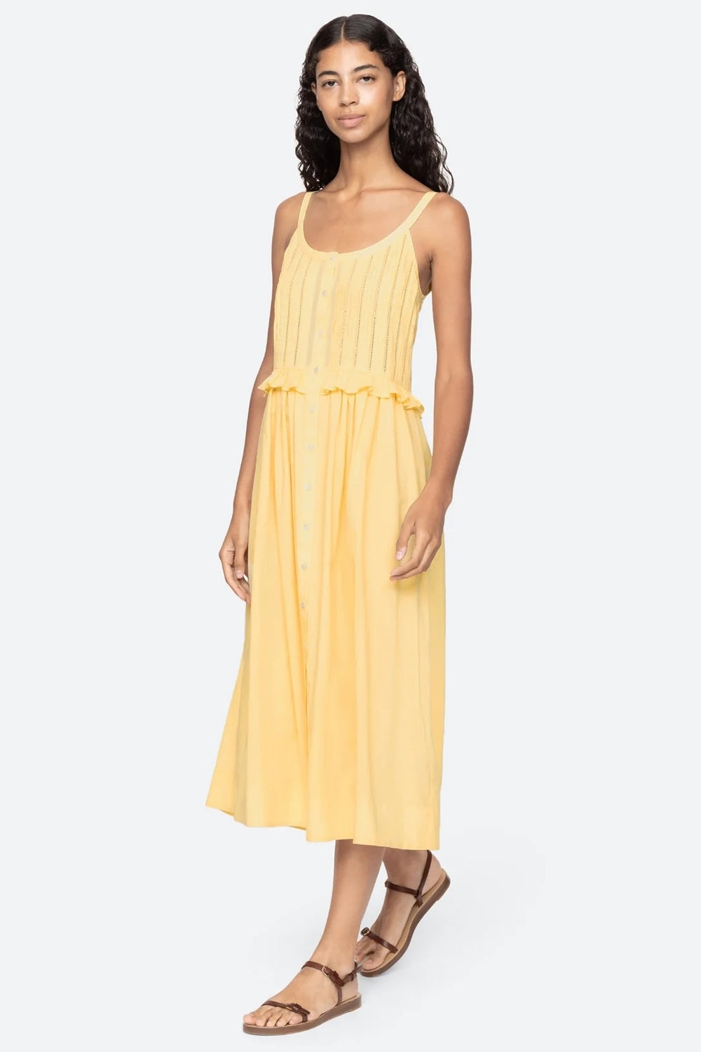 Alberte Solid Tank Dress in Yellow