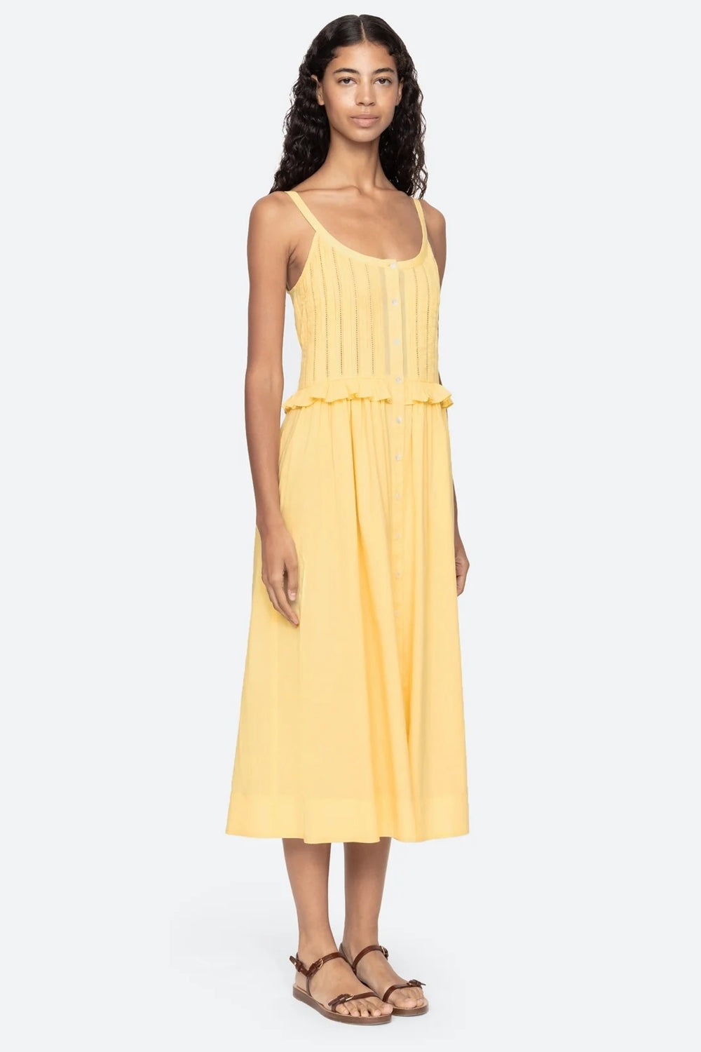 Alberte Solid Tank Dress in Yellow