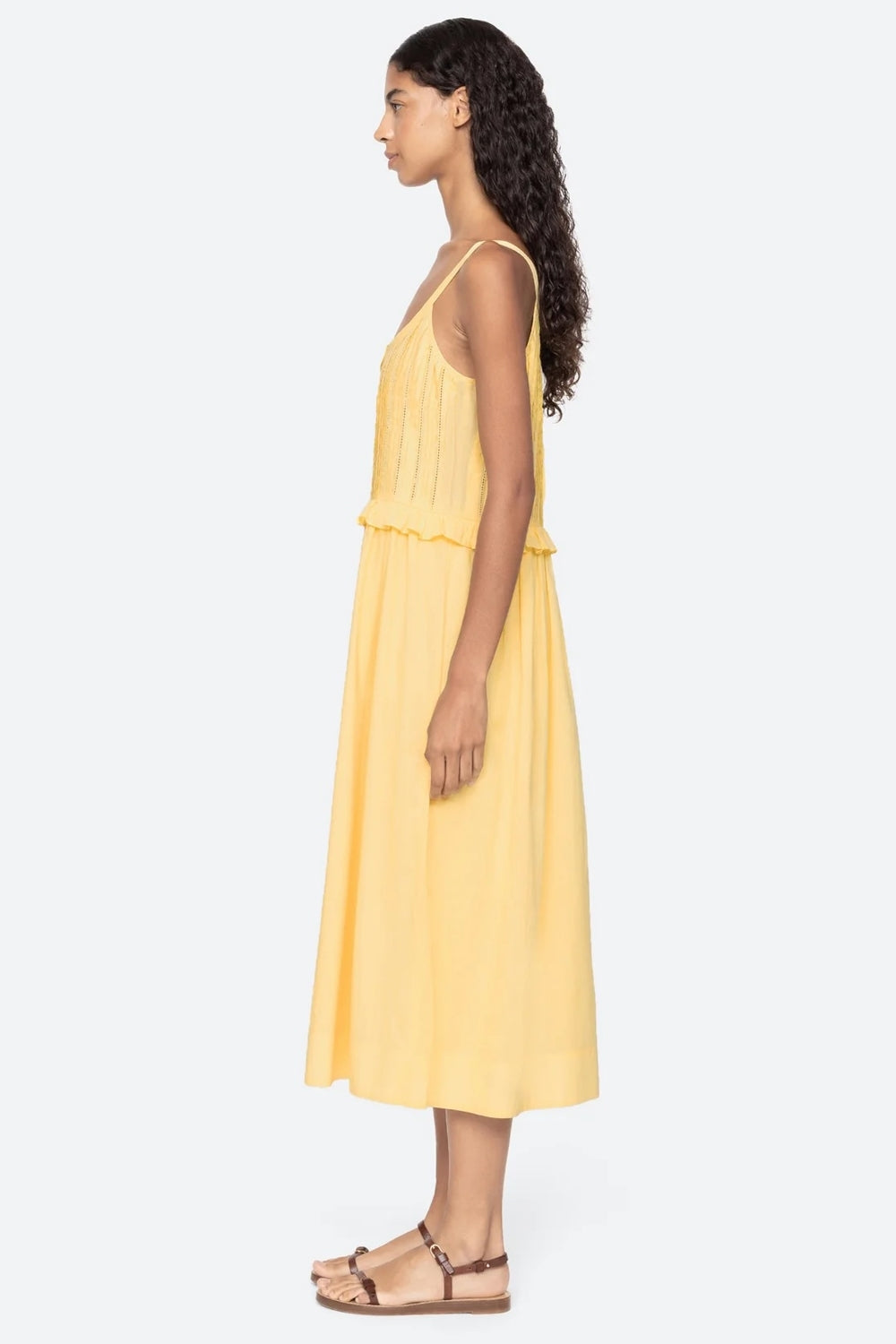 Alberte Solid Tank Dress in Yellow
