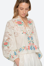 Astrid Embroidery Long Sleeve Blouse in Multi