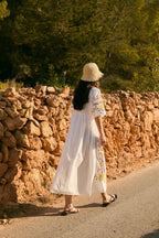 Amapola Embroidery Dress in Crudo