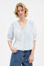Magnolia Short Sleeve Blouse in Light Blue