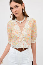Ursula Top in Katie Floral Cream
