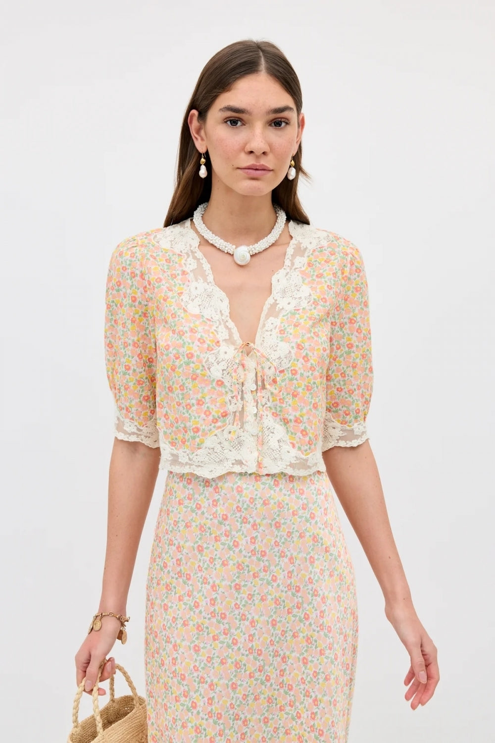 Ursula Top in Katie Floral Cream