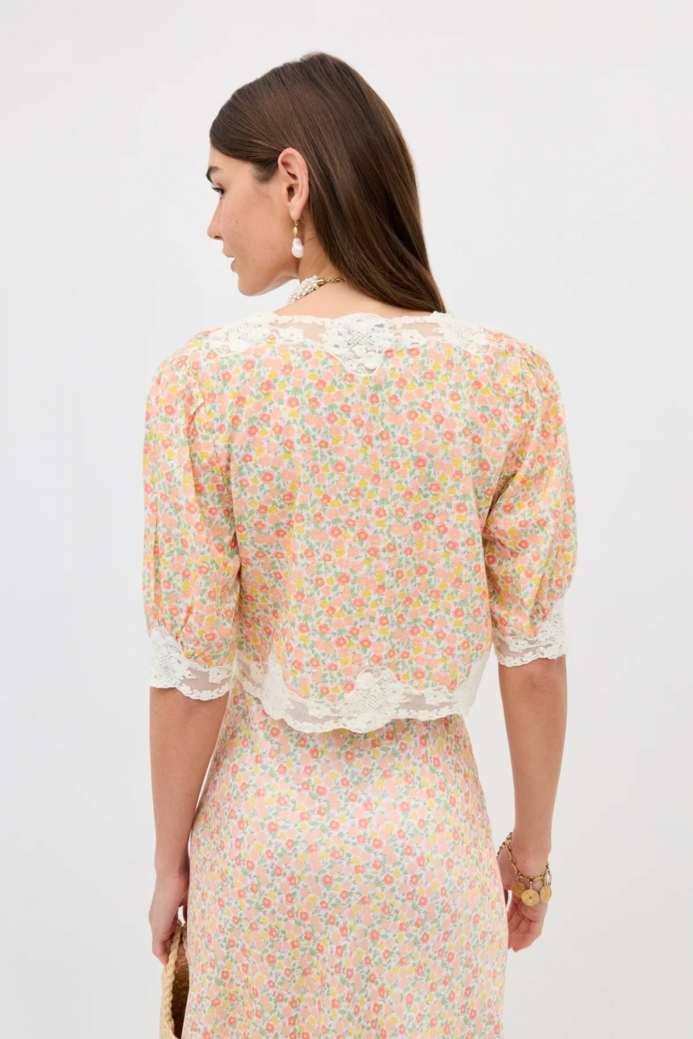 Ursula Top in Katie Floral Cream