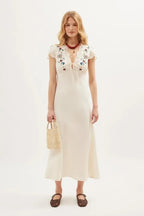 Amari Dress in Daisy Sun Embroidery Cream