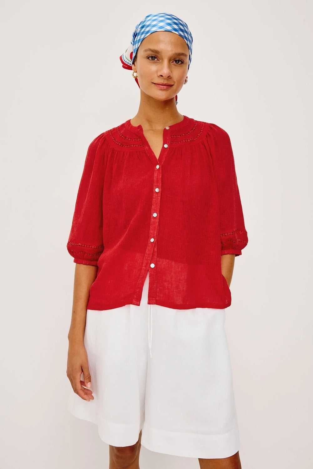 Theia Blouse in Tomato