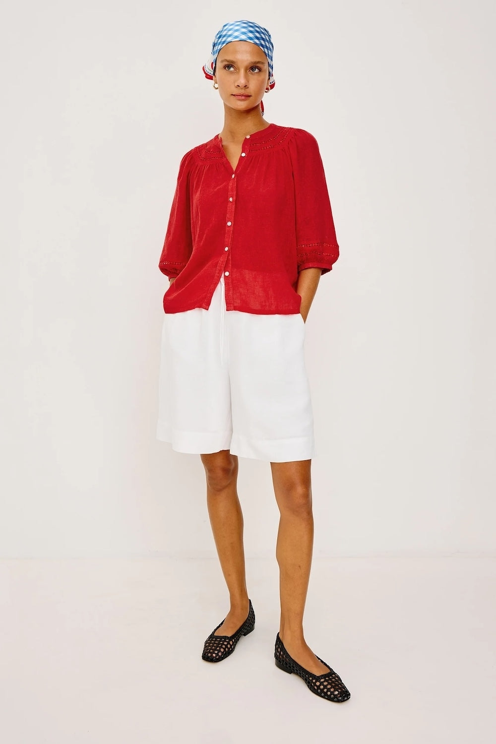 Theia Blouse in Tomato