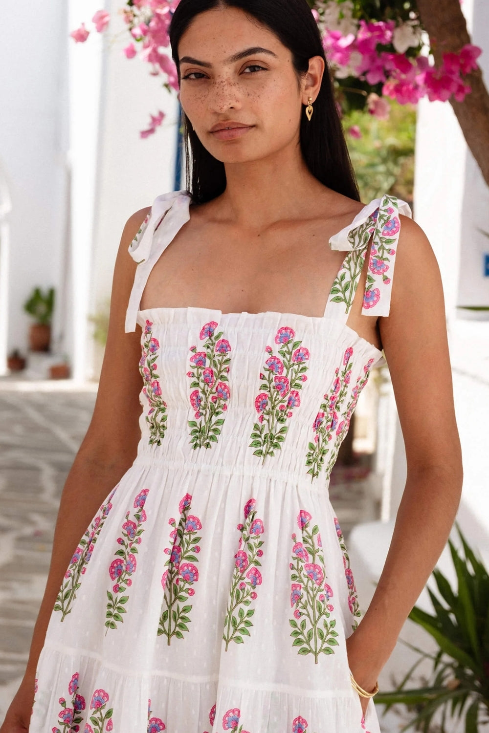 Martina Dress in Schiffli Folk Buta