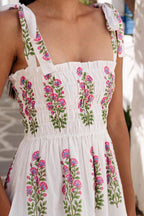 Martina Dress in Schiffli Folk Buta