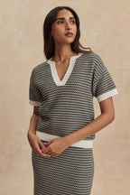 Dora Knit Top 2.0 in Snow White/Black