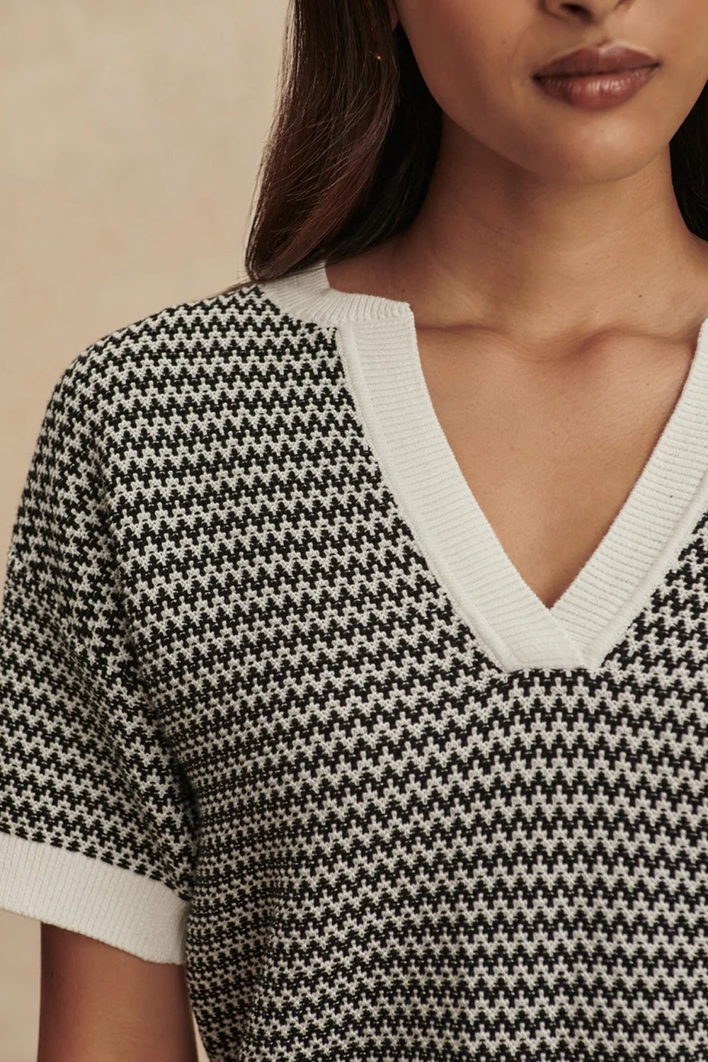 Dora Knit Top 2.0 in Snow White/Black