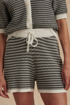 Villiers Knit Shorts in Snow White/Black