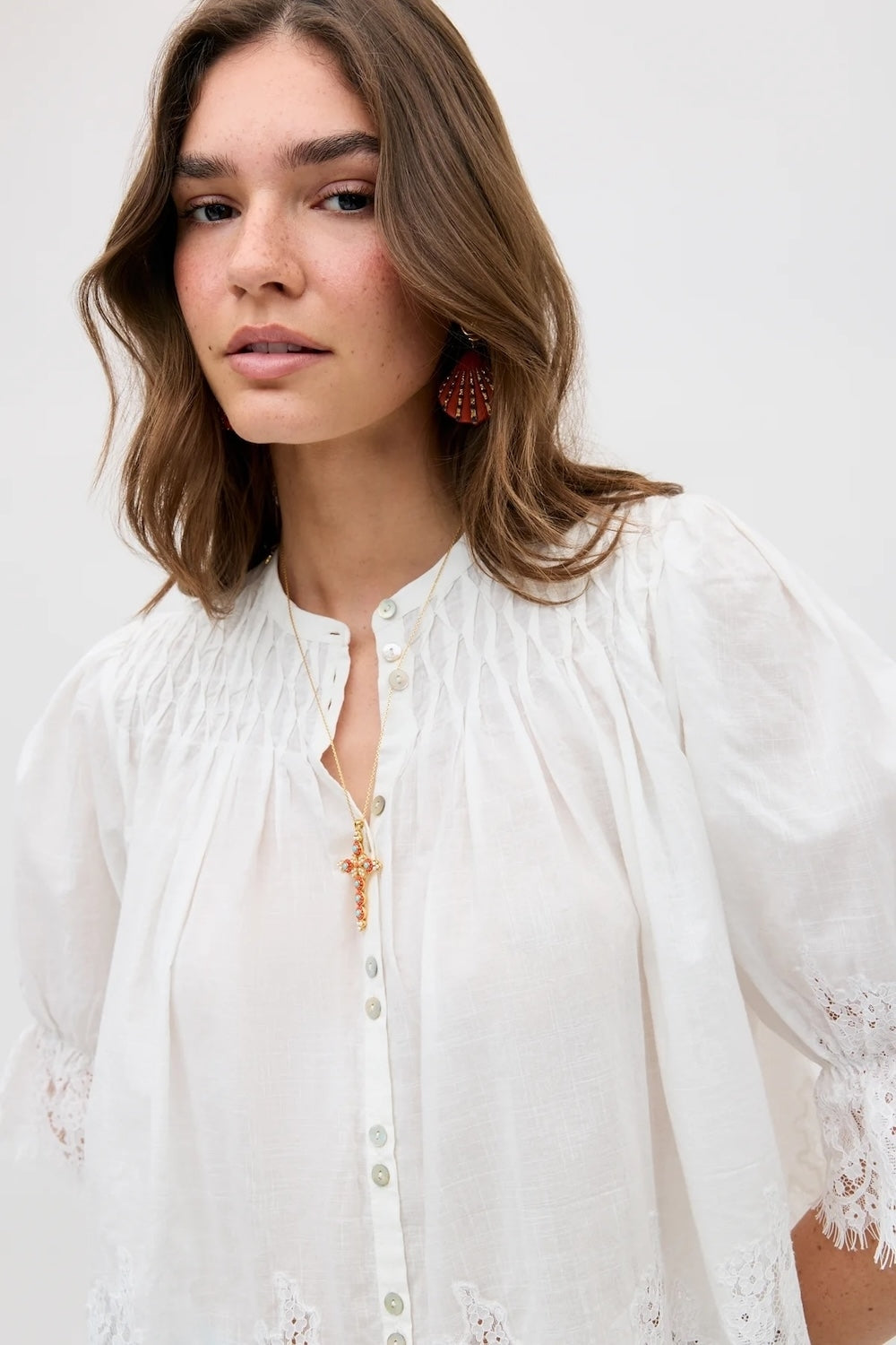 Erika Cotton Top in Ivory