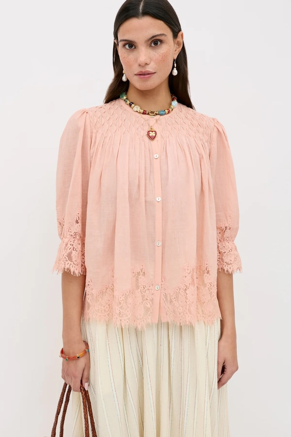 Erika Cotton Top in Peach