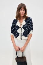 Ursula Top in Layla Dot Navy