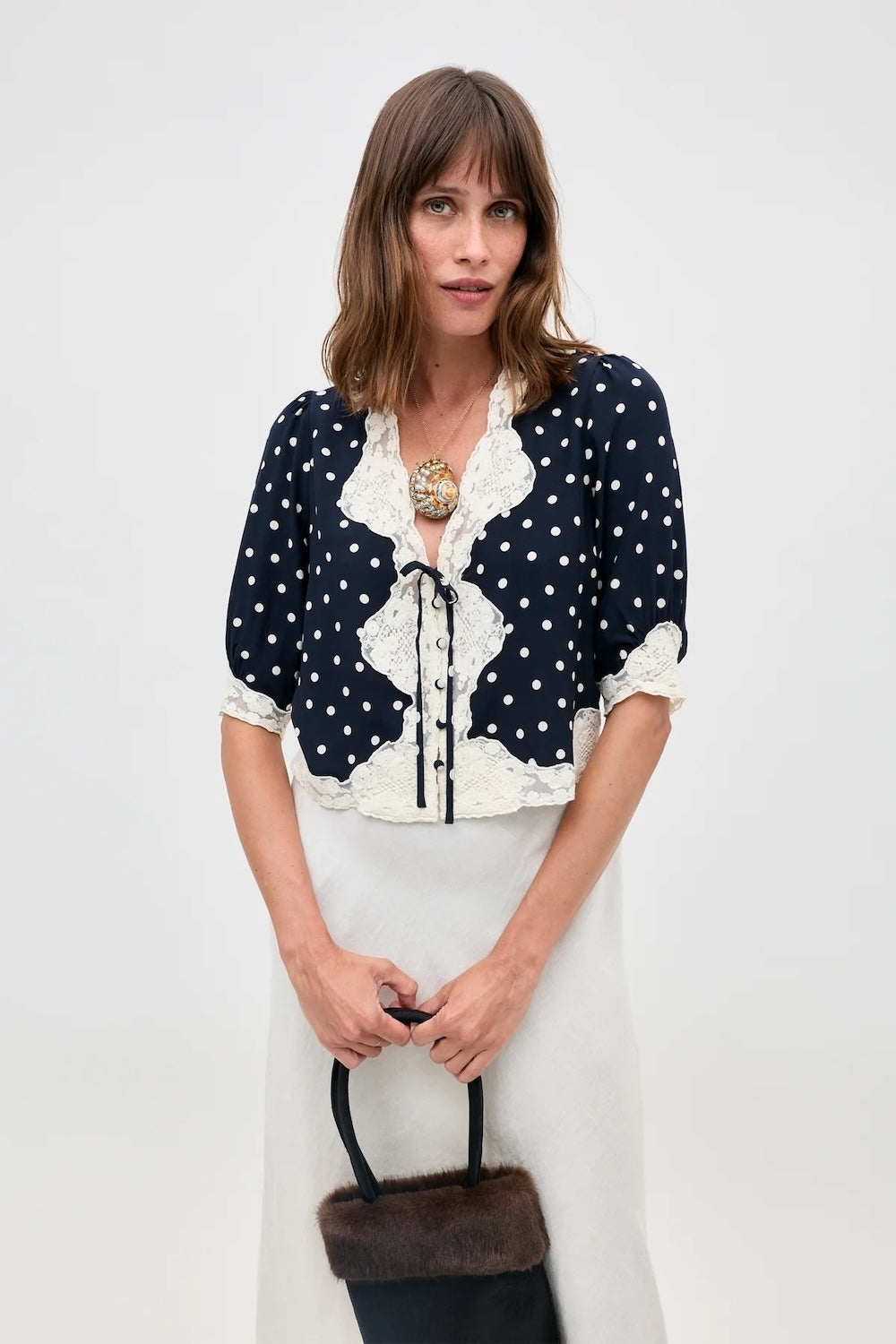 Ursula Top in Layla Dot Navy