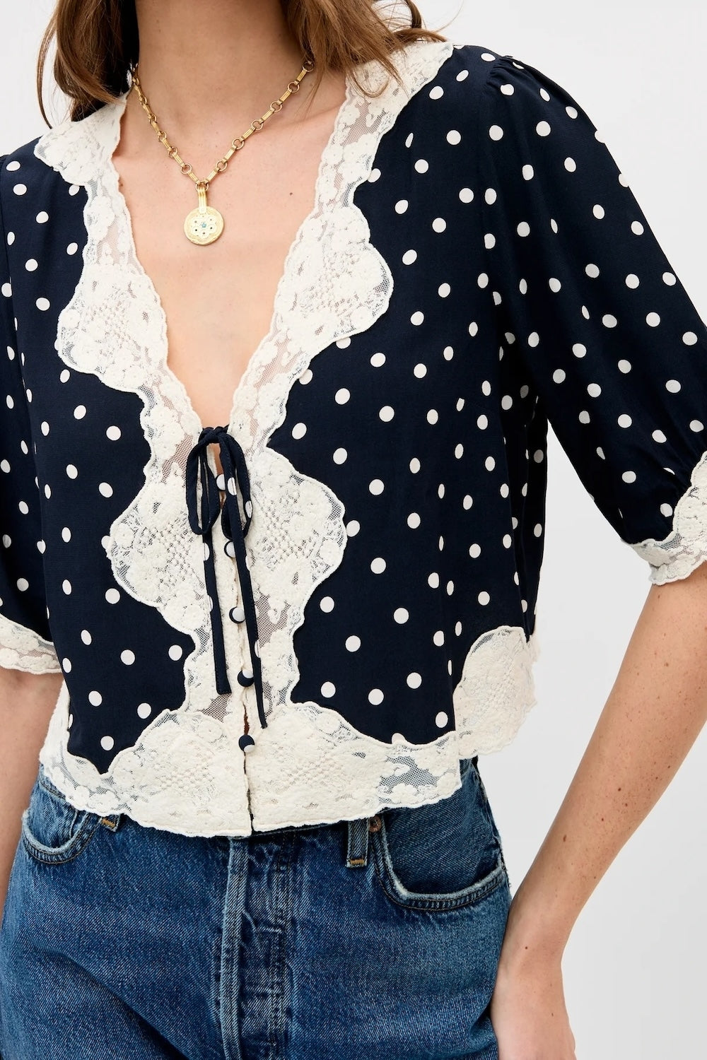 Ursula Top in Layla Dot Navy