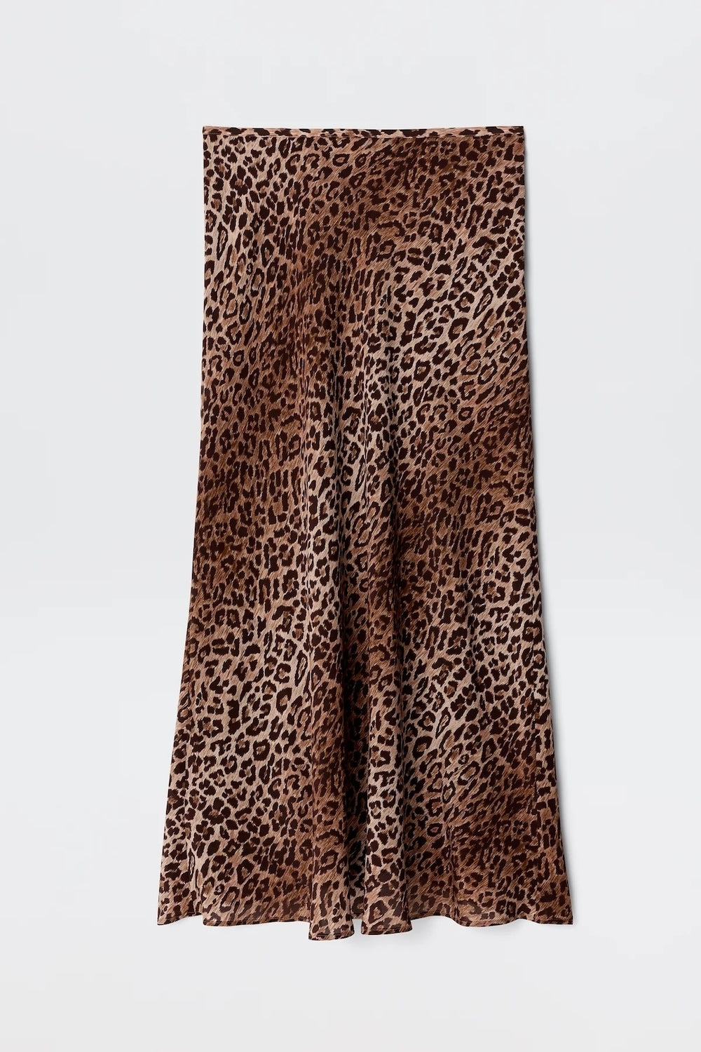 Kelly Silk Midi Skirt in Leopard Brown