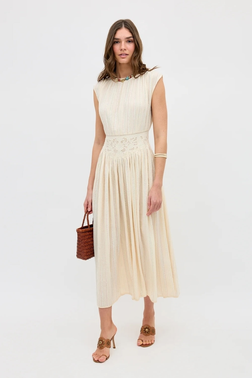 Alayah Cotton Lurex Midi Dress in Sienna Lace