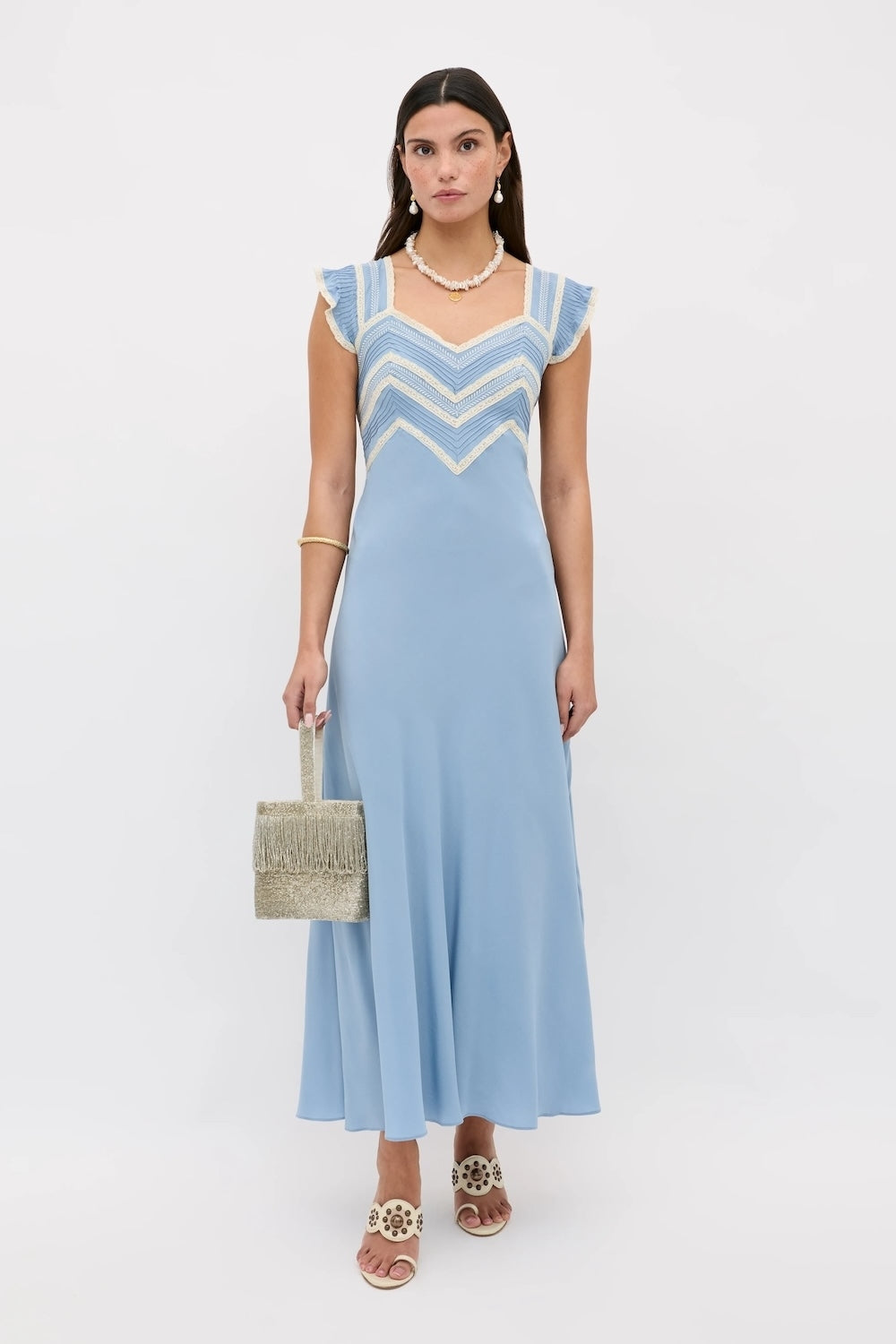 Bailee Silk Dress in Blue