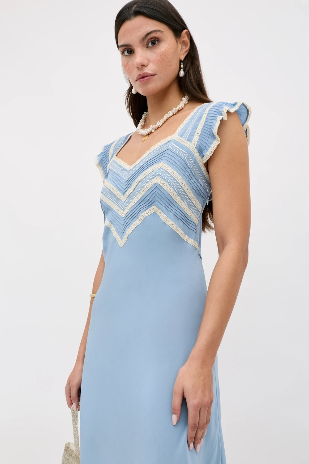 Bailee Silk Dress in Blue