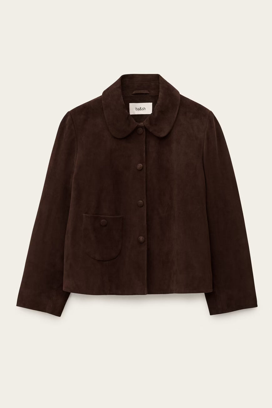 BA&SH Milas Suede Jacket in Chocolate